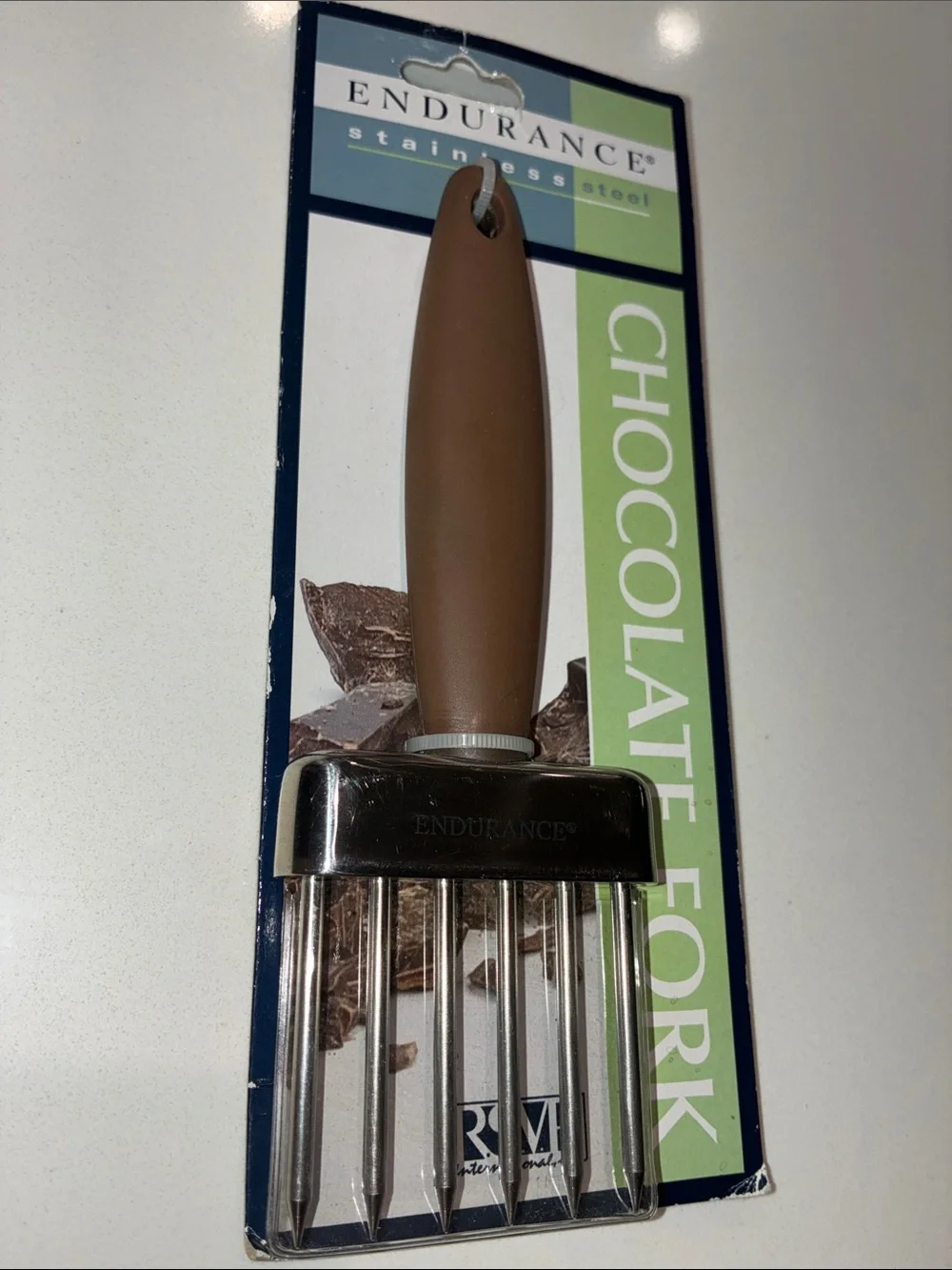 RSVP ENDURANCE PRO (NWT) Chocolate Fork - Brown Handle & 6 Stainless Steel Tines